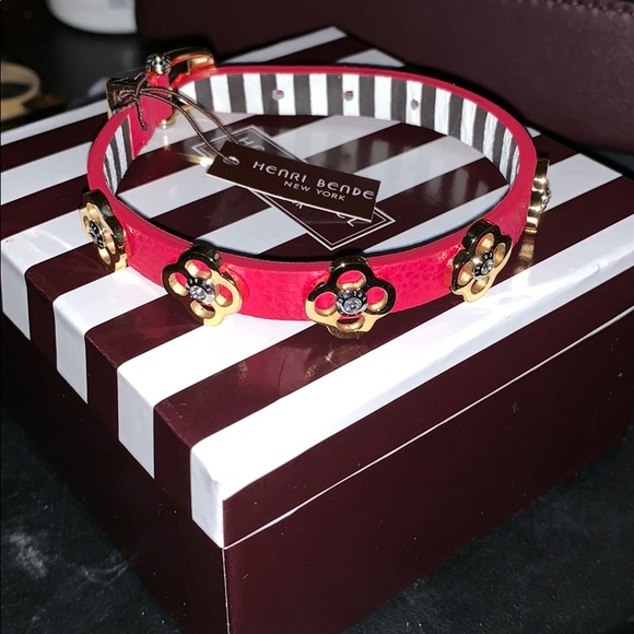 NWT HENRI BENDEL PINK PETAL BRACELET W/ STRIPES - Picture 8 of 8